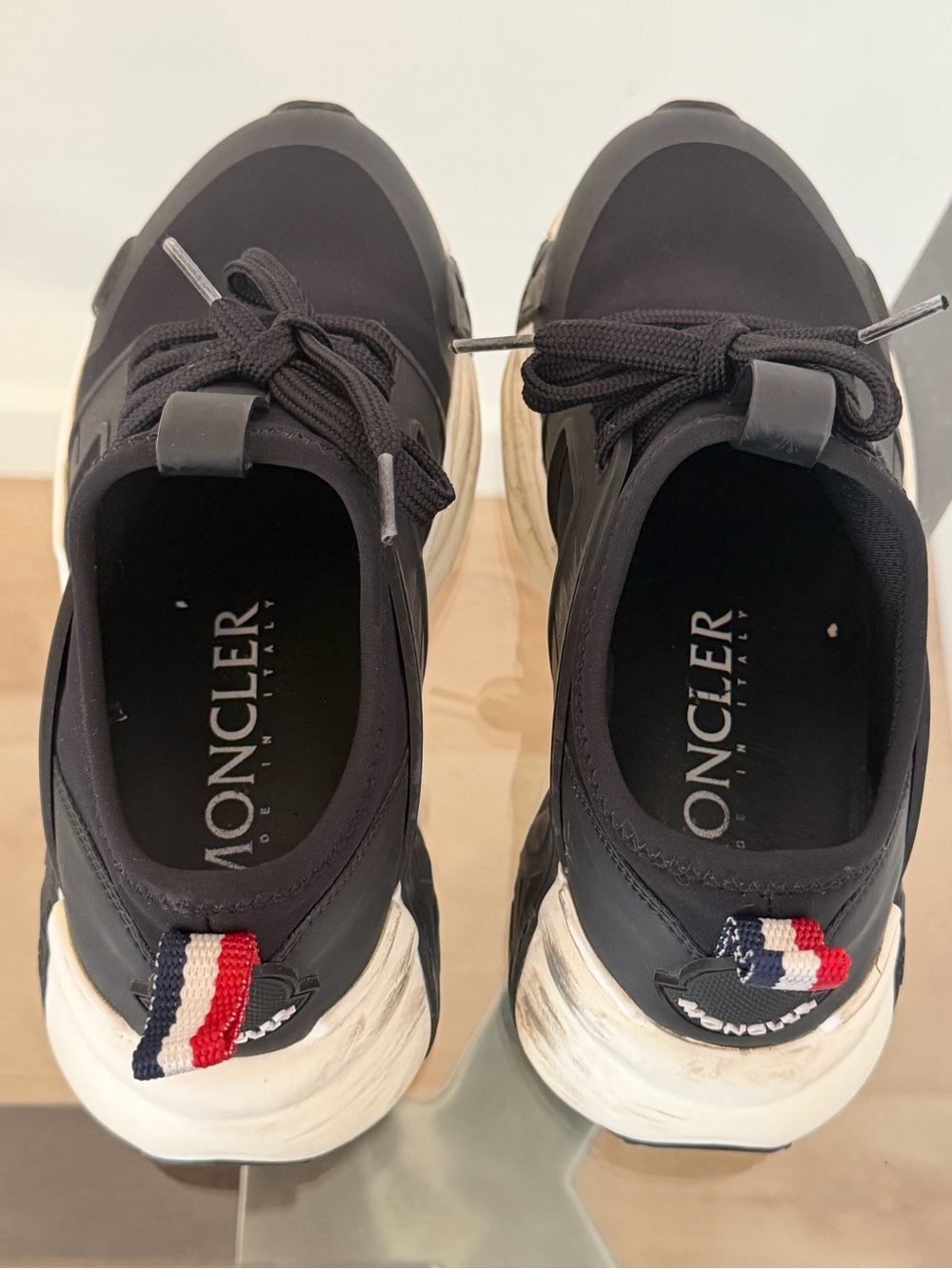 Moncler Black Neoprene Sneakers Chunky Sole Logo Size 6.5 - Picture 3 of 15